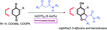 Graphical abstract: Regioselective synthesis of novel and diverse naphtho[1,2-b]furan-3-carboxamides and benzofuran-3-carboxamides by cascade formal [3 + 2] cycloaddition