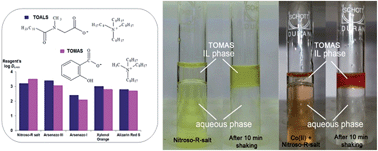 Graphical abstract: Hydrophobic–hydrophilic ionic liquids for the extraction and determination of metal ions with water-soluble reagents