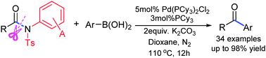 Graphical abstract: Acylative Suzuki coupling of amides: acyl-nitrogen activation via synergy of independently modifiable activating groups