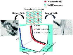 Graphical abstract: Modulation of the aggregation properties of sodium deoxycholate in presence of hydrophilic imidazolium based ionic liquid: water dynamics study to probe the structural alteration of the aggregates