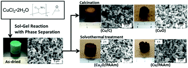 Graphical abstract: Direct preparation and conversion of copper hydroxide-based monolithic xerogels with hierarchical pores