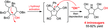 Graphical abstract: γ-Aminoalcohol rearrangement applied to pentahydroxylated azepanes provides pyrrolidines epimeric to homoDMDP