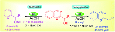 Graphical abstract: An efficient and metal free synthesis of benzylpyridines using HI through the deoxygenation reaction