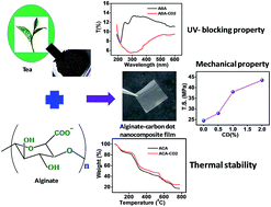 Graphical abstract: Property relationship of alginate and alginate–carbon dot nanocomposites with bivalent and trivalent cross-linker ions