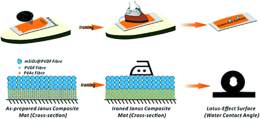 Graphical abstract: “Lotus-effect” tape: imparting superhydrophobicity to solid materials with an electrospun Janus composite mat