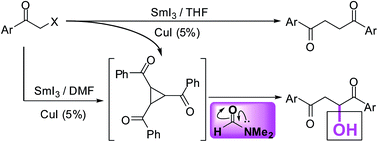 Graphical abstract: A novel coupling reaction of α-halo ketones promoted by SmI3/CuI