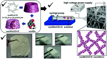 Graphical abstract: Polymer-free nanofibers from vanillin/cyclodextrin inclusion complexes: high thermal stability, enhanced solubility and antioxidant property