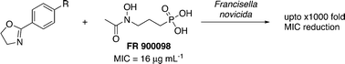Graphical abstract: Potentiation of the fosmidomycin analogue FR 900098 with substituted 2-oxazolines against Francisella novicida