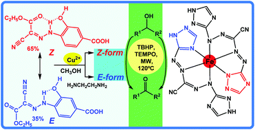 Graphical abstract: Copper(ii) and iron(iii) complexes with arylhydrazone of ethyl 2-cyanoacetate or formazan ligands as catalysts for oxidation of alcohols