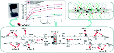 Graphical abstract: Investigation of a power strip-like composite nanoparticle derivative with liquid-like behaviour on capturing carbon dioxide