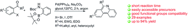 Graphical abstract: Assembly of substituted phenanthridines via a cascade palladium-catalyzed coupling reaction, deprotection and intramolecular cyclization