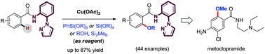 Graphical abstract: Copper-mediated etherification of arenes with alkoxysilanes directed by an (2-aminophenyl)pyrazole group