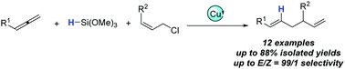 Graphical abstract: Copper-catalyzed hydroallylation of allenes employing hydrosilanes and allyl chlorides