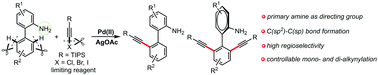 Graphical abstract: Palladium-catalyzed primary amine-directed regioselective mono- and di-alkynylation of biaryl-2-amines