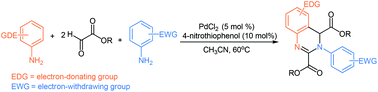 Graphical abstract: Palladium-catalyzed selective synthesis of 3,4-dihydroquinazolines from electron-rich arylamines, electron-poor arylamines and glyoxalates