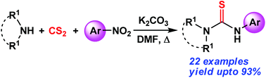 Graphical abstract: Unprecedented thiocarbamidation of nitroarenes: a facile one-pot route to unsymmetrical thioureas