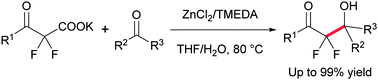 Graphical abstract: Decarboxylative aldol reaction of α,α-difluoro-β-ketocarboxylate salt: a facile method for generation of difluoroenolate