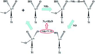 Graphical abstract: A relationship between the V4+/V5+ ratio and the surface dispersion, surface acidity, and redox performance of V2O5–WO3/TiO2 SCR catalysts