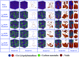 Graphical abstract: Uncovering the rupture mechanism of carbon nanotube filled cis-1,4-polybutadiene via molecular dynamics simulation