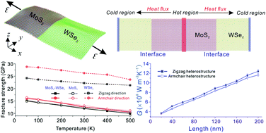 Graphical abstract: The mechanical and thermal properties of MoS2–WSe2 lateral heterostructures