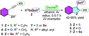 Graphical abstract: Synthesis of 2,3-bis-organochalcogenyl-benzo[b]chalcogenophenes promoted by Oxone®