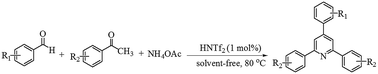 Graphical abstract: Retracted Article: An efficient one pot three-component synthesis of 2,4,6-triarylpyridines using triflimide as a metal-free catalyst under solvent-free conditions