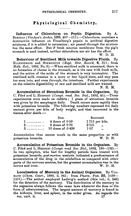 Physiological chemistry