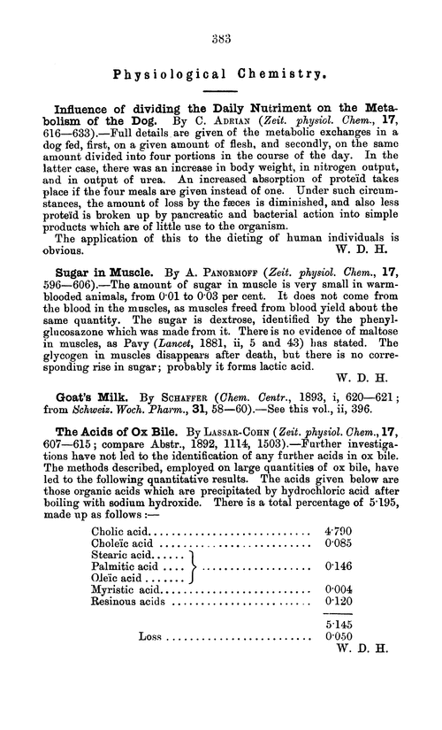 Physiological chemistry
