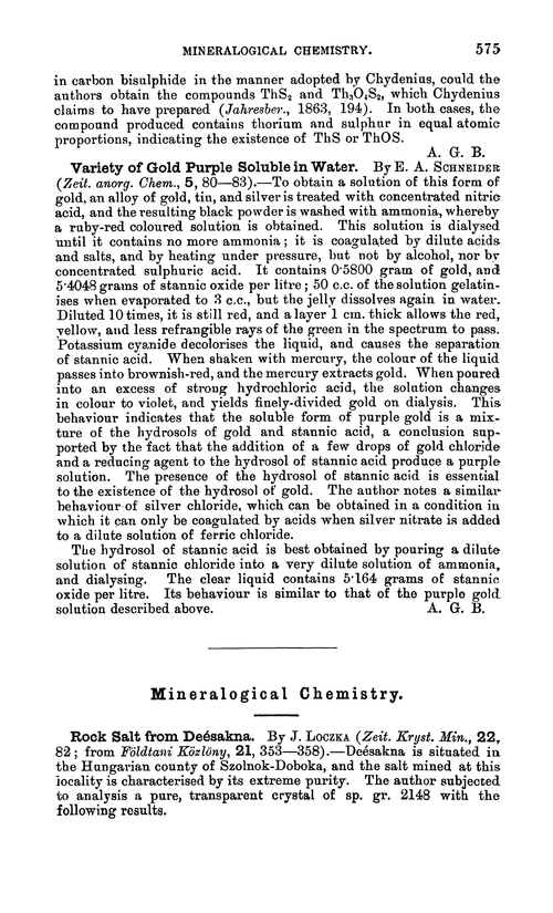 Mineralogical chemistry