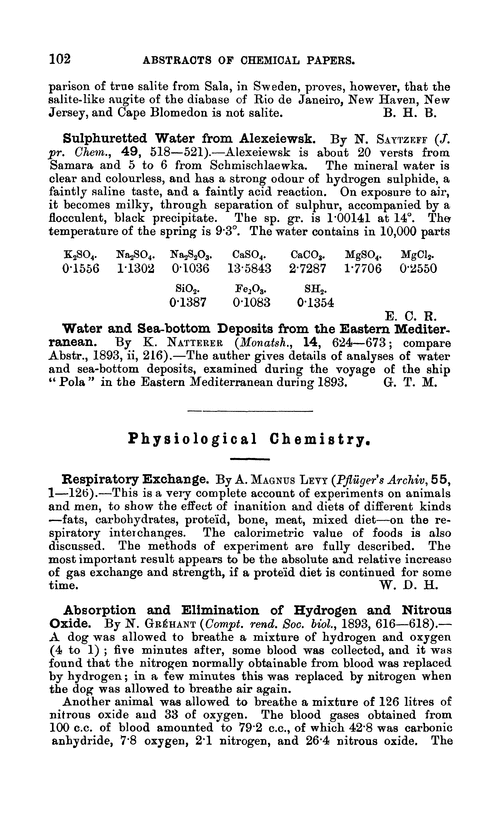 Physiological chemistry
