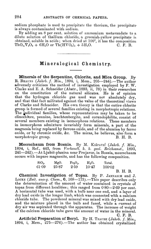 Mineralogical chemistry