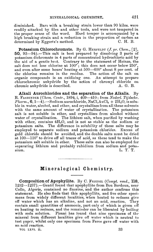 Mineralogical chemistry