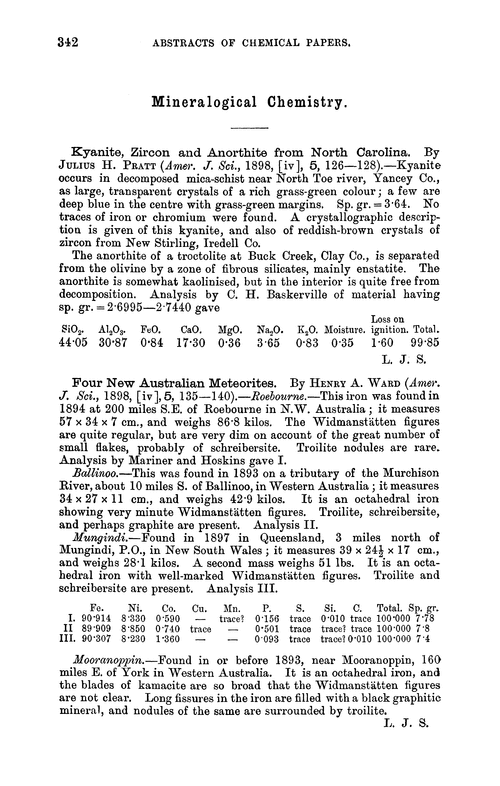 Mineralogical chemistry
