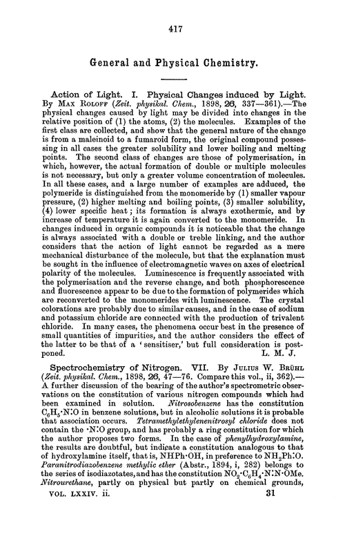 General and physical chemistry