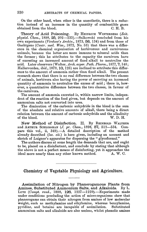 Chemistry of vegetable physiology and agriculture