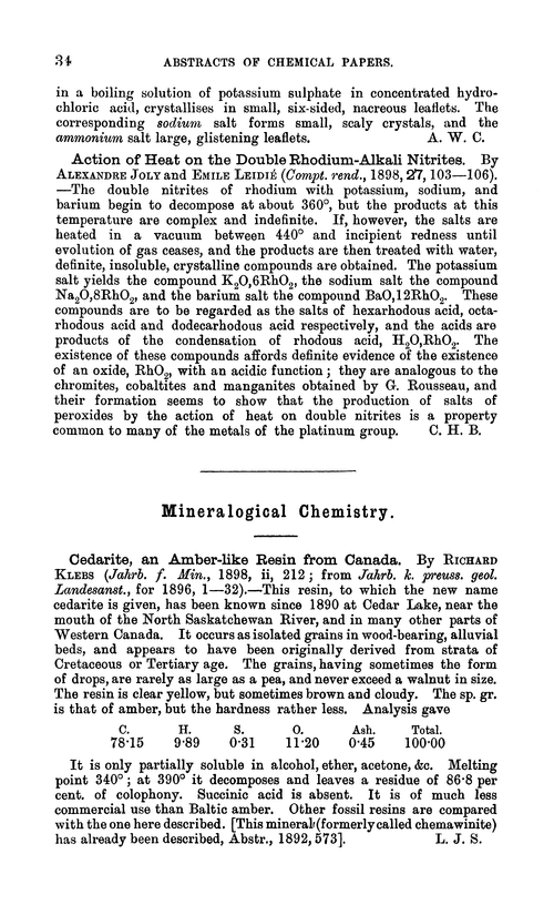 Mineralogical chemistry