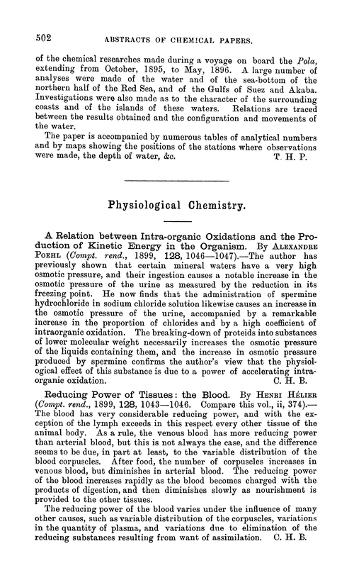 Physiological chemistry