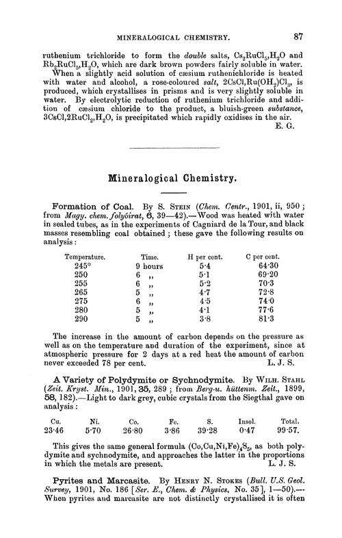 Mineralogical chemistry
