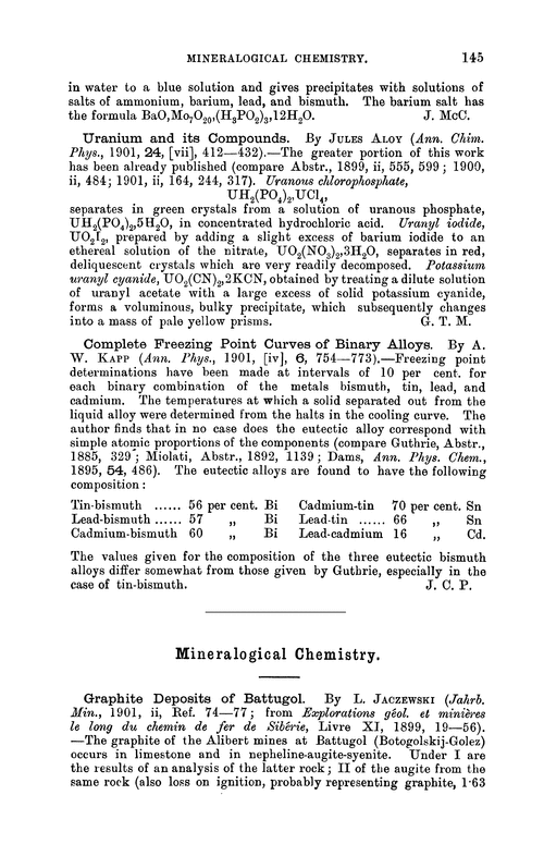 Mineralogical chemistry