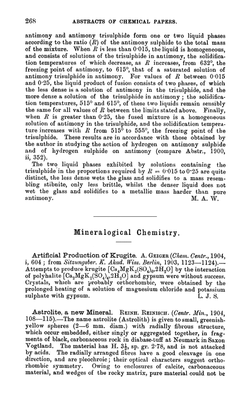 Mineralogical chemistry