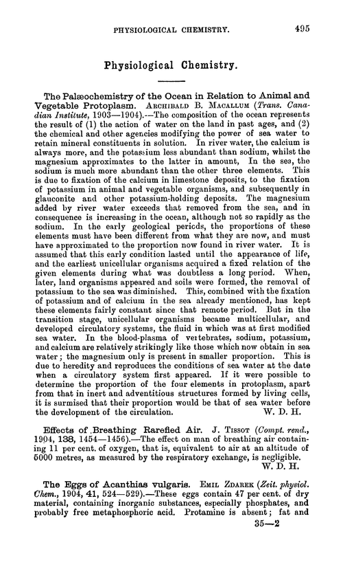 Physiological chemistry