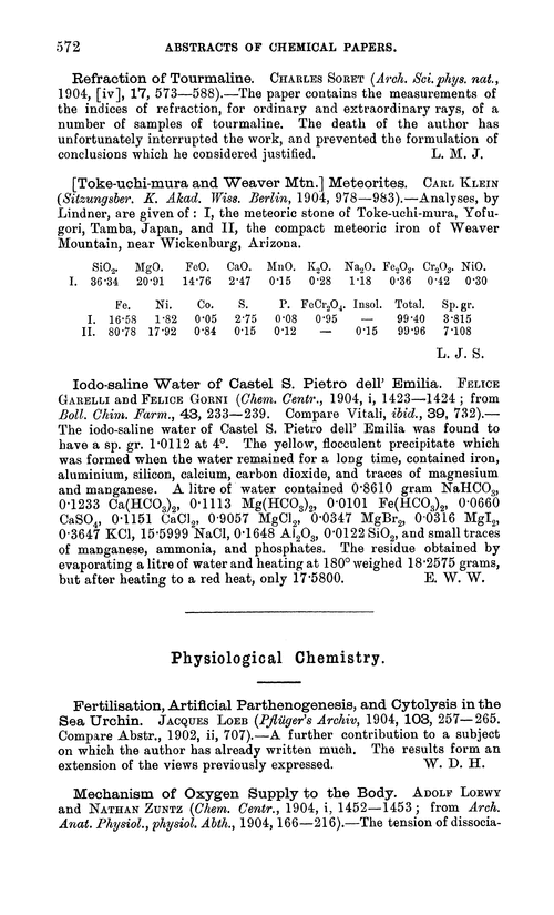 Physiological chemistry