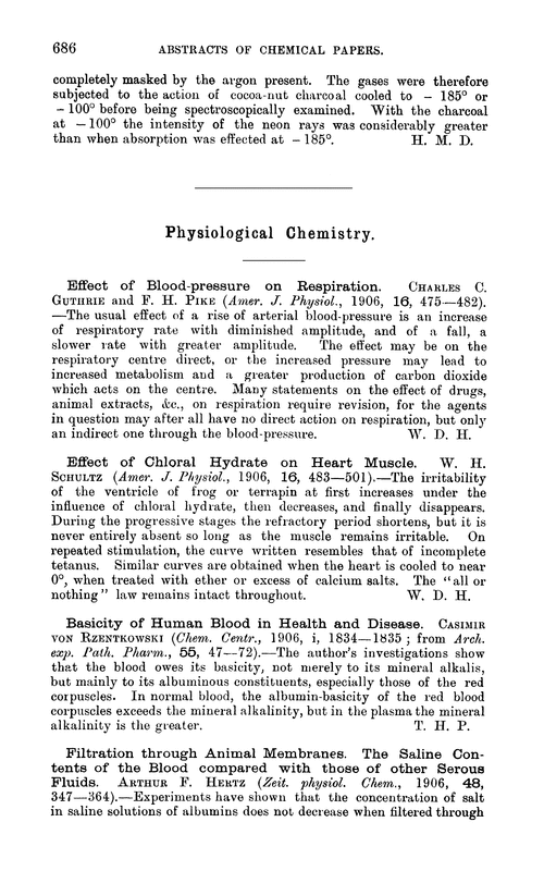 Physiological chemistry