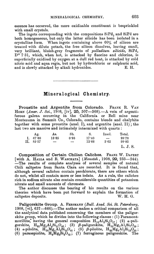 Mineralogical chemistry