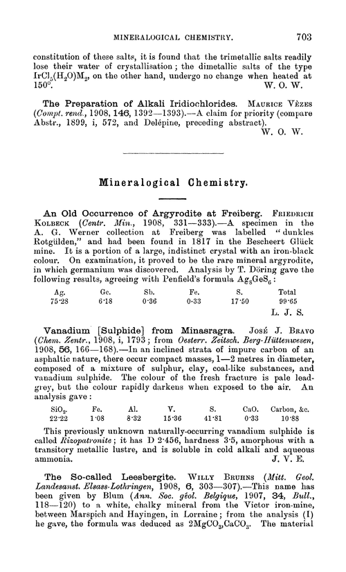 Mineralogical chemistry