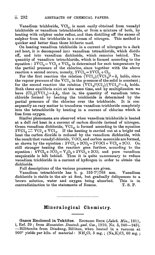 Mineralogical chemistry