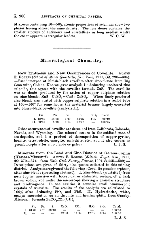 Mineralogical chemistry