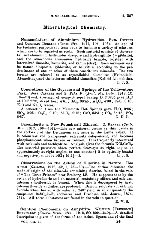 Mineralogical chemistry