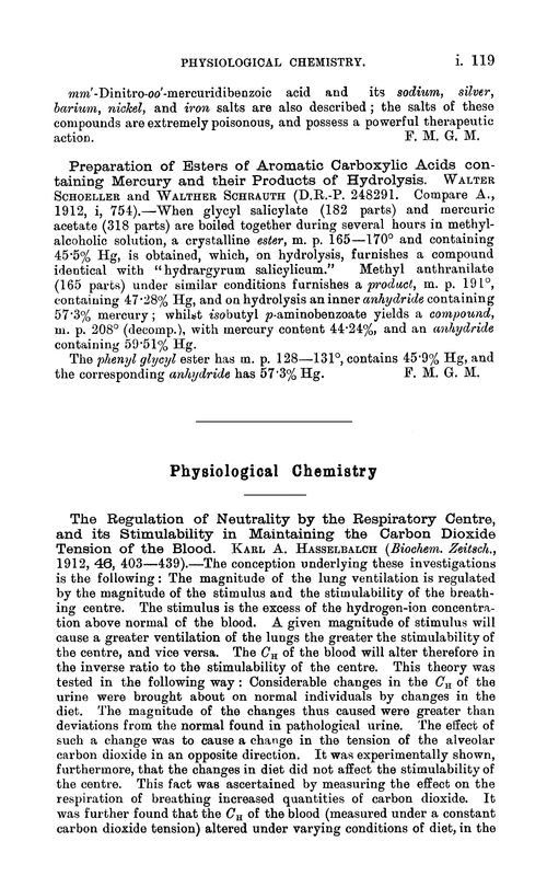 Physiological chemistry