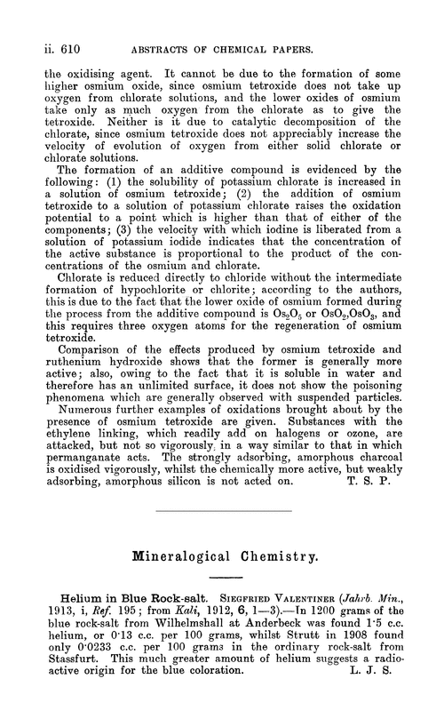 Mineralogical chemistry